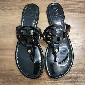 Tory Burch | Glossy Black Patent Miller Sandals